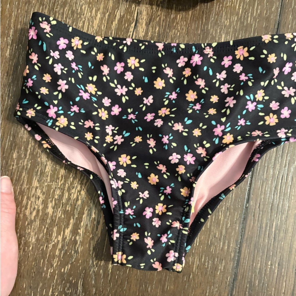 art class Black Floral Girls' Bikini Bottoms with Pink Lining